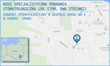 GABINET STOMATOLOGICZNY W ZESPOLE SZKÓŁ NR 5 W SANOKU - NZOZ SPECJALISTYCZNA PORADNIA STOMATOLOGICZNA LEK.STOM. EWA STECHNIJ - UL. SADOWA 21,  SANOK
