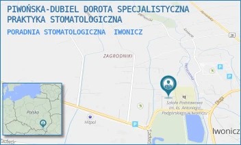 PORADNIA STOMATOLOGICZNA - PIWOŃSKA-DUBIEL DOROTA SPECJALISTYCZNA PRAKTYKA STOMATOLOGICZNA - ZAGRODNIKI 20A,  IWONICZ