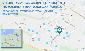 PRZYCHODNIA STOMATOLOGICZNA - NIEPUBLICZNY ZAKŁAD OPIEKI ZDROWOTNEJ PRZYCHODNIA STOMATOLOGICZNA "DENTIK" - SIENKIEWICZA 7,  CZARNA BIAŁOSTOCKA