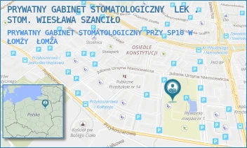 PRYWATNY GABINET STOMATOLOGICZNY PRZY SP10 W ŁOMŻY - PRYWATNY GABINET STOMATOLOGICZNY  LEK . STOM. WIESŁAWA SZANCIŁO - NIEMCEWICZA 17,  ŁOMŻA