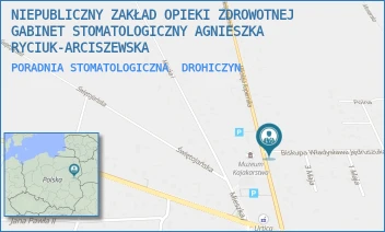 PORADNIA STOMATOLOGICZNA - NIEPUBLICZNY ZAKŁAD OPIEKI ZDROWOTNEJ GABINET STOMATOLOGICZNY AGNIESZKA RYCIUK-ARCISZEWSKA - BISKUPA JĘDRUSZUKA 3,  DROHICZYN