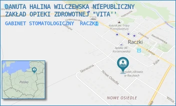 GABINET STOMATOLOGICZNY - DANUTA HALINA WILCZEWSKA NIEPUBLICZNY ZAKŁAD OPIEKI ZDROWOTNEJ "VITA'' - NOWE OSIEDLE 4,  RACZKI