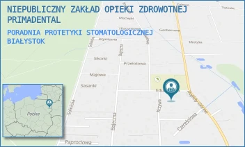 PORADNIA PROTETYKI STOMATOLOGICZNEJ - NIEPUBLICZNY ZAKŁAD OPIEKI ZDROWOTNEJ PRIMADENTAL - EDUKACYJNA 1 B,  BIAŁYSTOK