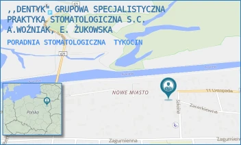PORADNIA STOMATOLOGICZNA - ,,DENTYK" GRUPOWA SPECJALISTYCZNA PRAKTYKA STOMATOLOGICZNA S.C. A.WOŹNIAK, E. ŻUKOWSKA - 11 LISTOPADA 37/1,  TYKOCIN