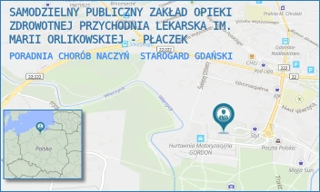 PORADNIA CHORÓB NACZYŃ - SAMODZIELNY PUBLICZNY ZAKŁAD OPIEKI ZDROWOTNEJ PRZYCHODNIA LEKARSKA IM. MARII ORLIKOWSKIEJ - PŁACZEK - UL. GEN. JÓZEFA HALLERA 21,  STAROGARD GDAŃSKI