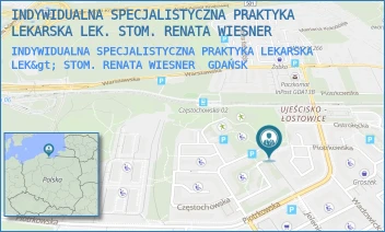 INDYWIDUALNA SPECJALISTYCZNA PRAKTYKA LEKARSKA LEK> STOM. RENATA WIESNER - INDYWIDUALNA SPECJALISTYCZNA PRAKTYKA LEKARSKA LEK. STOM. RENATA WIESNER - UL. PIOTRKOWSKA 21/A,  GDAŃSK