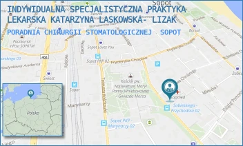 PORADNIA CHIRURGII STOMATOLOGICZNEJ - INDYWIDUALNA SPECJALISTYCZNA PRAKTYKA LEKARSKA KATARZYNA LASKOWSKA- LIZAK - UL. BOLESŁAWA CHROBREGO 6/8,  SOPOT