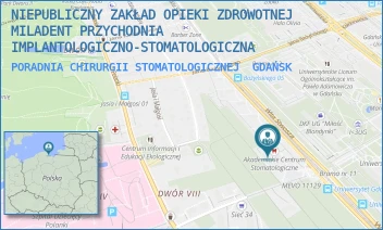 PORADNIA CHIRURGII STOMATOLOGICZNEJ - NIEPUBLICZNY ZAKŁAD OPIEKI ZDROWOTNEJ MILADENT PRZYCHODNIA IMPLANTOLOGICZNO-STOMATOLOGICZNA - UL. WITA STWOSZA 58,  GDAŃSK