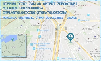 PORADNIA CHIRURGII STOMATOLOGICZNEJ - NIEPUBLICZNY ZAKŁAD OPIEKI ZDROWOTNEJ MILADENT PRZYCHODNIA IMPLANTOLOGICZNO-STOMATOLOGICZNA - UL. RAJSKA 1-5/CD,  GDAŃSK