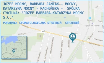 PORADNIA STOMATOLOGICZNA STRZEBIŃ - JÓZEF MOCNY, BARBARA JANIAK - MOCNY, KATARZYNA MOCNY - PACHOŃSKA -  SPÓŁKA CYWILNA: "JÓZEF-BARBARA-KATARZYNA MOCNY S.C." - LUBLINIECKA 38,  STRZEBIŃ