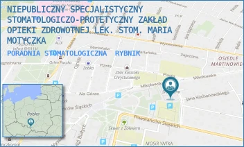 PORADNIA STOMATOLOGICZNA - NIEPUBLICZNY SPECJALISTYCZNY STOMATOLOGICZO-PROTETYCZNY ZAKŁAD OPIEKI ZDROWOTNEJ LEK. STOM. MARIA MOTYCZKA - UL. BYŁYCH WIĘŹNIÓW POLITYCZNYCH 3,  RYBNIK