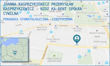 PORADNIA STOMATOLOGICZNA - JOANNA KASPRZYKIEWICZ PRZEMYSŁAW KASPRZYKIEWICZ - NZOZ KA-DENT SPÓŁKA CYWILNA - UL. ŚW. KAZIMIERZA 16A,  CZĘSTOCHOWA
