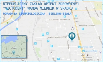 PORADNIA STOMATOLOGICZNA - NIEPUBLICZNY ZAKŁAD OPIEKI ZDROWOTNEJ "VICTODENT" WANDA MIERNIK W SPADKU - UL. PONIATOWSKIEGO 28,  BIELSKO-BIAŁA