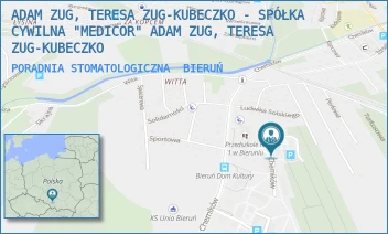 PORADNIA STOMATOLOGICZNA - ADAM ZUG, TERESA ZUG-KUBECZKO - SPÓŁKA CYWILNA "MEDICOR" ADAM ZUG, TERESA ZUG-KUBECZKO - UL. CHEMIKÓW 37,  BIERUŃ