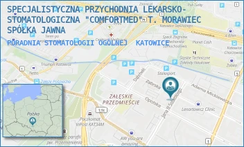 PORADNIA STOMATOLOGII OGÓLNEJ - SPECJALISTYCZNA PRZYCHODNIA LEKARSKO- STOMATOLOGICZNA "COMFORTMED" T. MORAWIEC SPÓŁKA JAWNA - UL. ZABRSKA 14/1,  KATOWICE