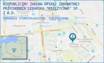 PORADNIA STOMATOLOGICZNA - NIEPUBLICZNY ZAKŁAD OPIEKI ZDROWOTNEJ PRZYCHODNIA LEKARSKA "KSIĘŻYCOWA" SP. Z O.O. - KSIĘŻYCOWA 5,  CZĘSTOCHOWA