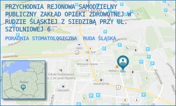 PORADNIA STOMATOLOGICZNA - PRZYCHODNIA REJONOWA SAMODZIELNY PUBLICZNY ZAKŁAD OPIEKI ZDROWOTNEJ W RUDZIE ŚLĄSKIEJ Z SIEDZIBĄ PRZY UL. SZTOLNIOWEJ 6 - UL. SZTOLNIOWA 6,  RUDA ŚLĄSKA