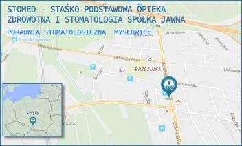 PORADNIA STOMATOLOGICZNA - STOMED - STAŚKO PODSTAWOWA OPIEKA ZDROWOTNA I STOMATOLOGIA SPÓŁKA JAWNA - UL. BRZEZIŃSKA 23D-E,  MYSŁOWICE