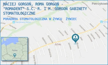 PORADNIA STOMATOLOGICZNA W ŻYWCU - ROMA GORGOŃ, MACIEJ GORGOŃ - NZOZ "ROMADENT" S.C. ROMA I MACIEJ GORGOŃ GABINETY STOMATOLOGICZNE W SPADKU - UL. POŁUDNIOWA 23/1,  ŻYWIEC