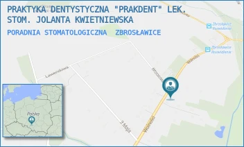 PORADNIA STOMATOLOGICZNA - PRAKTYKA DENTYSTYCZNA "PRAKDENT" LEK. STOM. JOLANTA KWIETNIEWSKA - WOLNOŚCI 128,  ZBROSŁAWICE