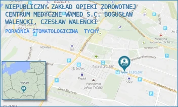 PORADNIA STOMATOLOGICZNA - BOGUSŁAW WALENCKI, CZESŁAW WALENCKI, ANNA WALENCKA - KARBOWNICZEK, ŁUKASZ WALENCKI, MATEUSZ WALENCKI - STOMATOLOGIA WAMED S.C. - UL. BUDOWLANYCH 96,  TYCHY