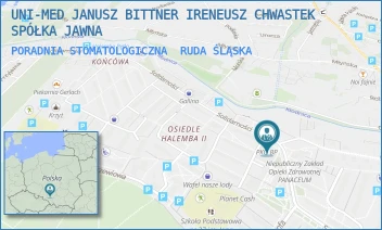 PORADNIA STOMATOLOGICZNA - UNI-MED JANUSZ BITTNER IRENEUSZ CHWASTEK SPÓŁKA JAWNA - UL. SOLIDARNOŚCI 9,  RUDA ŚLĄSKA