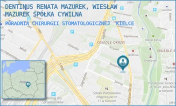PORADNIA CHIRURGII STOMATOLOGICZNEJ - DENTINUS RENATA MAZUREK, WIESŁAW MAZUREK SPÓŁKA CYWILNA - STEFANA OKRZEI 25-526/40E 1,  KIELCE