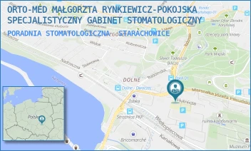 PORADNIA STOMATOLOGICZNA - ORTO-MED MAŁGORZATA RYNKIEWICZ-POKOJSKA SPECJALISTYCZNY GABINET STOMATOLOGICZNY - HUTNICZA 9A,  STARACHOWICE