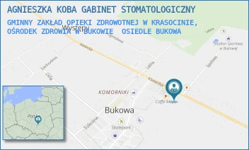 GMINNY ZAKŁAD OPIEKI ZDROWOTNEJ W KRASOCINIE, OŚRODEK ZDROWIA W BUKOWIE - AGNIESZKA KOBA GABINET STOMATOLOGICZNY - KIELECKA 1,  OSIEDLE BUKOWA
