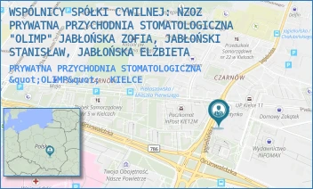 PRYWATNA PRZYCHODNIA STOMATOLOGICZNA "OLIMP" - WSPÓLNICY SPÓŁKI CYWILNEJ: NZOZ PRYWATNA PRZYCHODNIA STOMATOLOGICZNA "OLIMP" JABŁOŃSKA ZOFIA, JABŁOŃSKI STANISŁAW, JABŁOŃSKA ELŻBIETA - JAGIELLOŃSKA 67,  KIELCE
