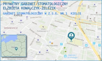 GABINET STOMATOLOGICZNY W Z.S.E. NR 1 - PRYWATNY GABINET STOMATOLOGICZNY ELŻBIETA KOWALCZYK-ŻELEZIK - KOPERNIKA 8,  KIELCE