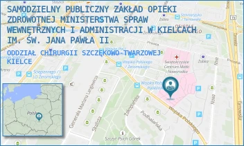ODDZIAŁ CHIRURGII SZCZĘKOWO-TWARZOWEJ - SAMODZIELNY PUBLICZNY ZAKŁAD OPIEKI ZDROWOTNEJ MINISTERSTWA SPRAW WEWNĘTRZNYCH I ADMINISTRACJI W KIELCACH IM. ŚW. JANA PAWŁA II - WOJSKA POLSKIEGO 51,  KIELCE