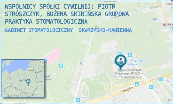 GABINET STOMATOLOGICZNY - WSPÓLNICY SPÓŁKI CYWILNEJ: PIOTR STRÓSZCZYK, BOŻENA SKIBIŃSKA GRUPOWA PRAKTYKA STOMATOLOGICZNA - SOKOLA 50,  SKARŻYSKO-KAMIENNA