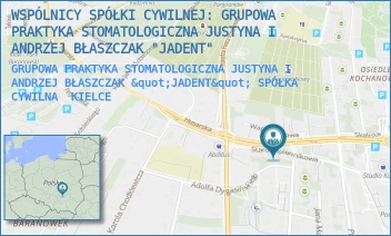 GRUPOWA PRAKTYKA STOMATOLOGICZNA JUSTYNA I ANDRZEJ BŁASZCZAK "JADENT" SPÓŁKA CYWILNA - WSPÓLNICY SPÓŁKI CYWILNEJ: GRUPOWA PRAKTYKA STOMATOLOGICZNA JUSTYNA I ANDRZEJ BŁASZCZAK "JADENT" - STAROWAPIENNIKOWA 8/1,  KIELCE