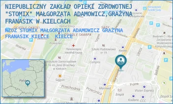 NZOZ STOMIX MAŁGORZATA ADAMOWICZ GRAŻYNA FRANASIK KIELCE - NIEPUBLICZNY ZAKŁAD OPIEKI ZDROWOTNEJ "STOMIX" MAŁGORZATA ADAMOWICZ,GRAŻYNA FRANASIK W KIELCACH - WARSZAWSKA 34,  KIELCE