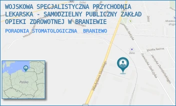 PORADNIA STOMATOLOGICZNA - WOJSKOWA SPECJALISTYCZNA PRZYCHODNIA LEKARSKA SAMODZIELNY PUBLICZNY ZAKŁAD OPIEKI ZDROWOTNEJ W BRANIEWIE - STEFCZYKA 11,  BRANIEWO