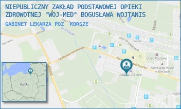 GABINET LEKARZA POZ - NIEPUBLICZNY ZAKŁAD PODSTAWOWEJ OPIEKI ZDROWOTNEJ "WOJ-MED" BOGUSŁAWA WOJTANIS - REYMONTA 2,  KORSZE