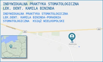 INDYWIDUALNA PRAKTYKA STOMATOLOGICZNA LEK.DENT. KAMILA BININDA-PORADNIA STOMATOLOGICZNA - INDYWIDUALNA PRAKTYKA STOMATOLOGICZNA LEK. DENT. KAMILA BININDA - NOWOMIEJSKA 36,  KSIĄŻ WIELKOPOLSKI