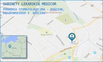 PORADNIA STOMATOLOGICZNA - KOŚCIAN, BĄCZKOWSKIEGO 3 - GABINETY LEKARSKIE MEDICOR - BĄCZKOWSKIEGO 3,  KOŚCIAN