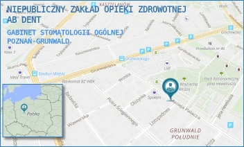 GABINET STOMATOLOGII OGÓLNEJ - NIEPUBLICZNY ZAKŁAD OPIEKI ZDROWOTNEJ  AB DENT - MACIEJA PALACZA 134/U4/U5,  POZNAŃ-GRUNWALD