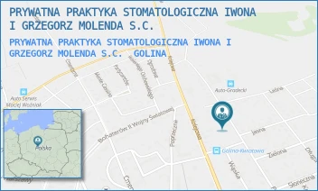 PRYWATNA PRAKTYKA STOMATOLOGICZNA IWONA I GRZEGORZ MOLENDA S.C. - PRYWATNA PRAKTYKA STOMATOLOGICZNA IWONA I GRZEGORZ MOLENDA S.C. - PIASKOWA 29,  GOLINA