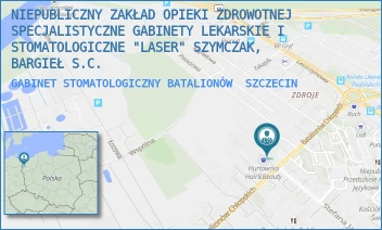 GABINET STOMATOLOGICZNY BATALIONÓW - NIEPUBLICZNY ZAKŁAD OPIEKI ZDROWOTNEJ SPECJALISTYCZNE GABINETY LEKARSKIE I STOMATOLOGICZNE "LASER" SZYMCZAK, BARGIEŁ S.C. - BATALIONÓW CHŁOPSKICH 86,  SZCZECIN