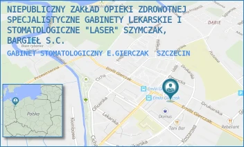 GABINET STOMATOLOGICZNY E.GIERCZAK - NIEPUBLICZNY ZAKŁAD OPIEKI ZDROWOTNEJ SPECJALISTYCZNE GABINETY LEKARSKIE I STOMATOLOGICZNE "LASER" SZYMCZAK, BARGIEŁ S.C. - EMILII GIERCZAK 38/3,  SZCZECIN