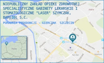 PORADNIA PEDODONCJI - GIERCZAK - NIEPUBLICZNY ZAKŁAD OPIEKI ZDROWOTNEJ SPECJALISTYCZNE GABINETY LEKARSKIE I STOMATOLOGICZNE "LASER" SZYMCZAK, BARGIEŁ S.C. - EMILII GIERCZAK 38/3,  SZCZECIN