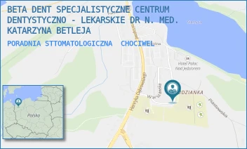 PORADNIA STTOMATOLOGICZNA - BETA DENT SPECJALISTYCZNE CENTRUM DENTYSTYCZNO - LEKARSKIE DR N. MED. KATARZYNA BETLEJA - JANA PAWŁA II 1,  CHOCIWEL