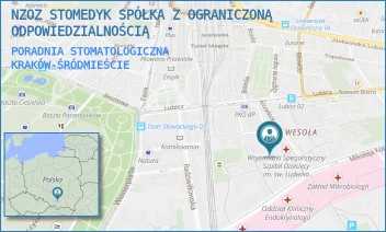 PORADNIA STOMATOLOGICZNA - NZOZ STOMEDYK SPÓŁKA Z OGRANICZONĄ ODPOWIEDZIALNOŚCIĄ - UL. STRZELECKA 2A/1-35,  KRAKÓW-ŚRÓDMIEŚCIE