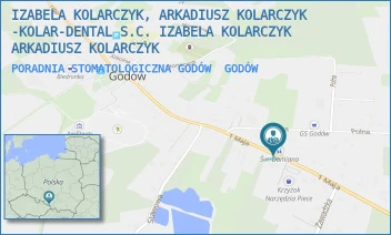 PORADNIA STOMATOLOGICZNA GODÓW - IZABELA KOLARCZYK, ARKADIUSZ KOLARCZYK -KOLAR-DENTAL S.C. IZABELA KOLARCZYK ARKADIUSZ KOLARCZYK - UL. 1 MAJA 18,  GODÓW